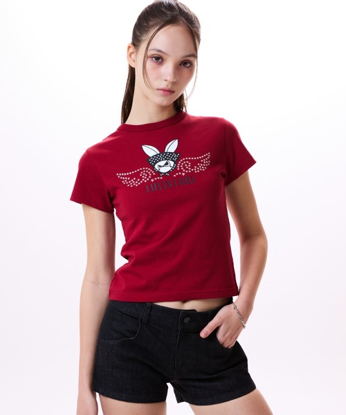 LUVISTRUE(ラヴイズトゥルー)の「IM RUBBIT TEE(Tシャツ/カットソー・レディース・ネイビー/チャコールグレー/ホワイト/バーガンディー・FREE)」の5枚目の写真