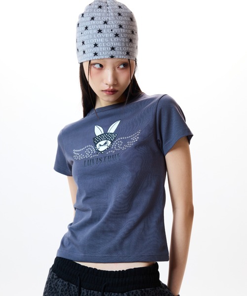 LUVISTRUE(ラヴイズトゥルー)の「IM RUBBIT TEE(Tシャツ/カットソー・レディース・ネイビー/チャコールグレー/ホワイト/バーガンディー・FREE)」の15枚目の写真