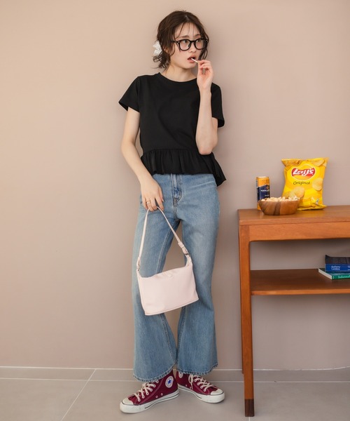 HEILIS（ヘイリス）の「ワンハンドルナイロンショルダーバッグ/2WAY シンプル 韓国 レディース ファスナー ブラック ピンク ワンショル ハンドバッグ 軽量（ハンドバッグ・レディース・ブラック/ピンク・FREE）」の22枚目の写真