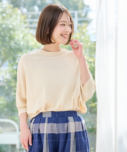 Arnold Palmer(アーノルドパーマー)の「リネンタッチ エアリ― ニット プルオーバー(ニット/セーター・レディース・アイボリー/ブラック/ピンク・S/L/M)」の1枚目の写真