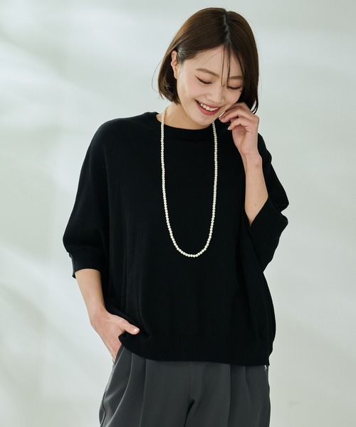 Arnold Palmer(アーノルドパーマー)の「リネンタッチ エアリ― ニット プルオーバー(ニット/セーター・レディース・アイボリー/ブラック/ピンク・S/L/M)」の7枚目の写真