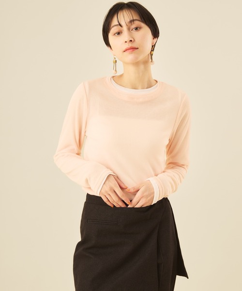 Muscat(マスカット)の「フライスシアーロングスリーブT(その他トップス・レディース・ブラック/チャコールグレー/ピンク/オフホワイト・F)」の4枚目の写真