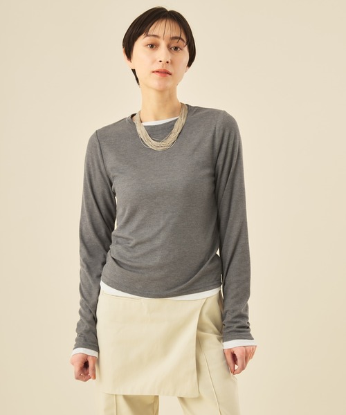 Muscat(マスカット)の「フライスシアーロングスリーブT(その他トップス・レディース・ブラック/チャコールグレー/ピンク/オフホワイト・F)」の14枚目の写真
