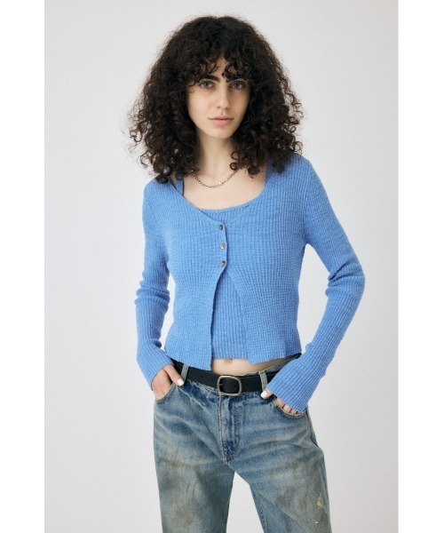 MOUSSY(マウジー)の「SLUB ニットアンサンブル(ニット/セーター・レディース・アイボリー/ブラック/ライトブルー・FREE)」の3枚目の写真