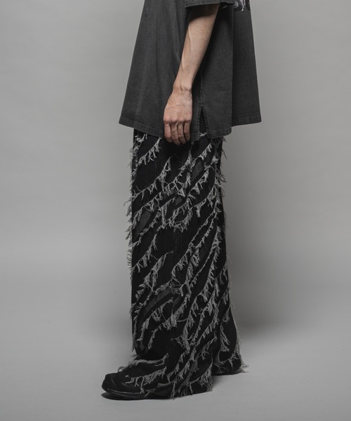 CASPER JOHN(キャスパージョン)の「Fringe jacquard baggy denim/フリンジジャガードバギーデニム(デニムパンツ・メンズ・ブラウン/ブラック/グレー・X-SMALL/SMALL/MEDIUM/LARGE)」の9枚目の写真