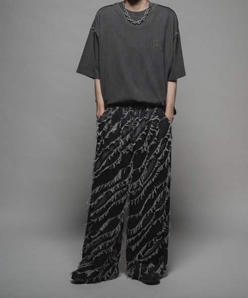CASPER JOHN(キャスパージョン)の「Fringe jacquard baggy denim/フリンジジャガードバギーデニム(デニムパンツ・メンズ・ブラウン/ブラック/グレー・X-SMALL/SMALL/MEDIUM/LARGE)」の10枚目の写真
