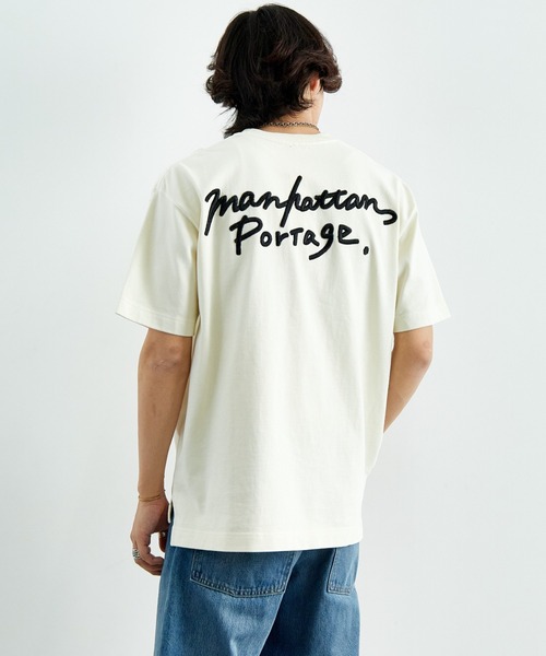 tシャツ 「MANHATTAN PORTAGE/マンハッタンポーテージ」 手書き風バック刺繍ロゴ ショートスリーブTシャツ レディース メンズ MANHATTAN PORTAGE/マンハッタンポーテージ] 手書き風バック刺繍