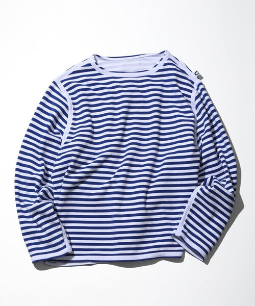 CAHLUMN/カウラム Boat Neck Horizontal Stripe french terry Long