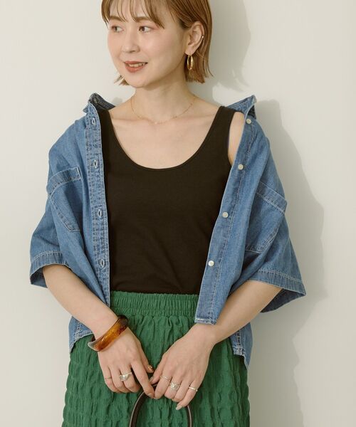 AMERICAN HOLIC(アメリカンホリック)の「リブタンクトップ(タンクトップ・レディース・モカ/ライトグレー/ブラック/ピンク・M/L)」の2枚目の写真