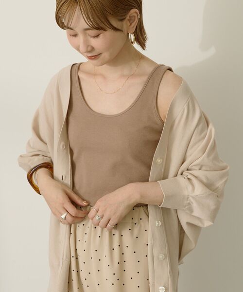 AMERICAN HOLIC(アメリカンホリック)の「リブタンクトップ(タンクトップ・レディース・モカ/ライトグレー/ブラック/ピンク・M/L)」の1枚目の写真