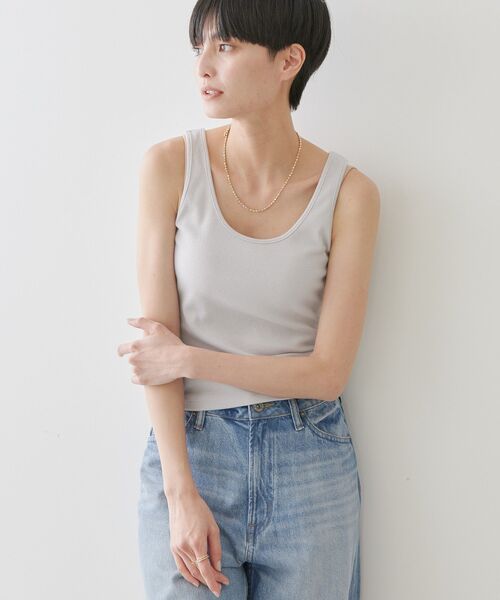 AMERICAN HOLIC(アメリカンホリック)の「リブタンクトップ(タンクトップ・レディース・モカ/ライトグレー/ブラック/ピンク・M/L)」の8枚目の写真