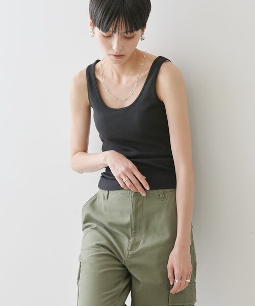 AMERICAN HOLIC(アメリカンホリック)の「リブタンクトップ(タンクトップ・レディース・モカ/ライトグレー/ブラック/ピンク・M/L)」の11枚目の写真