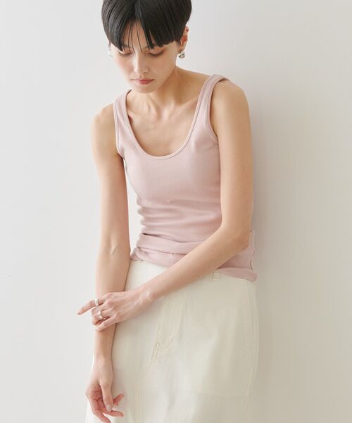 AMERICAN HOLIC(アメリカンホリック)の「リブタンクトップ(タンクトップ・レディース・モカ/ライトグレー/ブラック/ピンク・M/L)」の13枚目の写真