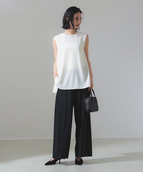 Demi-Luxe BEAMS（デミルクス ビームス）の「【ビームスの百名品】ジョーゼット フレア ブラウス［手洗い可］（シャツ/ブラウス・レディース・ネイビー/オフホワイト/チャコールグレー・ONE SIZE）」の5枚目の写真