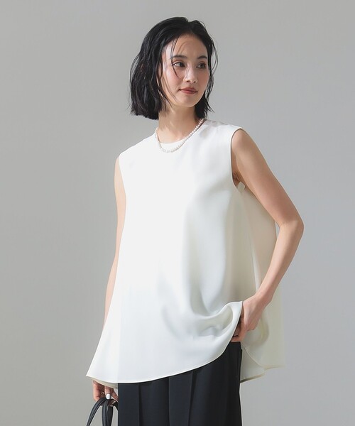 Demi-Luxe BEAMS（デミルクス ビームス）の「【ビームスの百名品】ジョーゼット フレア ブラウス［手洗い可］（シャツ/ブラウス・レディース・ネイビー/オフホワイト/チャコールグレー・ONE SIZE）」の8枚目の写真