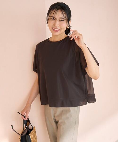 UNFILO（アンフィーロ）の「シアーレイヤードT（Tシャツ/カットソー・レディース・ホワイト系/ターコイズブルー系/ブラック系/ダークブラウン系・X-LARGE）」の3枚目の写真