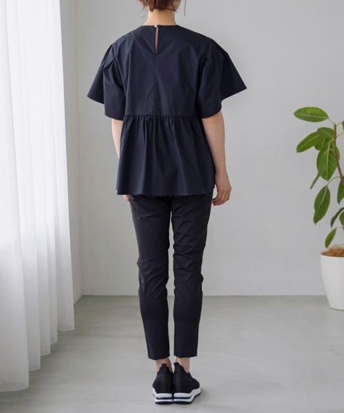 Sono（ソーノ）の「ご自宅でお洗濯可能/花粉ガード/抗菌防臭/日本製【SONO/ソーノ】アンブレラフレアブラウス（シャツ/ブラウス・レディース・ホワイト/ネイビー/ライトイエロー・F）」の17枚目の写真