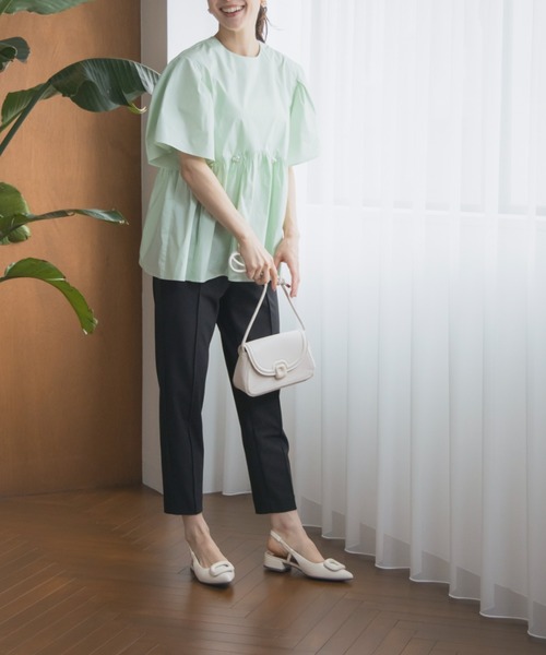 Sono(ソーノ)の「【5/8新色追加】ご自宅でお洗濯可能/花粉ガード/抗菌防臭/日本製【SONO/ソーノ】アンブレラフレアブラウス(シャツ/ブラウス・レディース・ホワイト/ネイビー/ライトイエロー/ブラック/ライトグリーン系・F)」の13枚目の写真