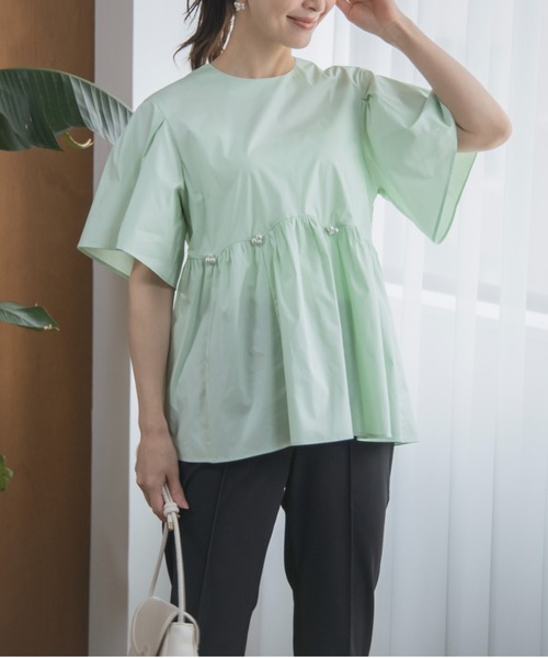 Sono(ソーノ)の「【5/8新色追加】ご自宅でお洗濯可能/花粉ガード/抗菌防臭/日本製【SONO/ソーノ】アンブレラフレアブラウス(シャツ/ブラウス・レディース・ホワイト/ネイビー/ライトイエロー/ブラック/ライトグリーン系・F)」の21枚目の写真