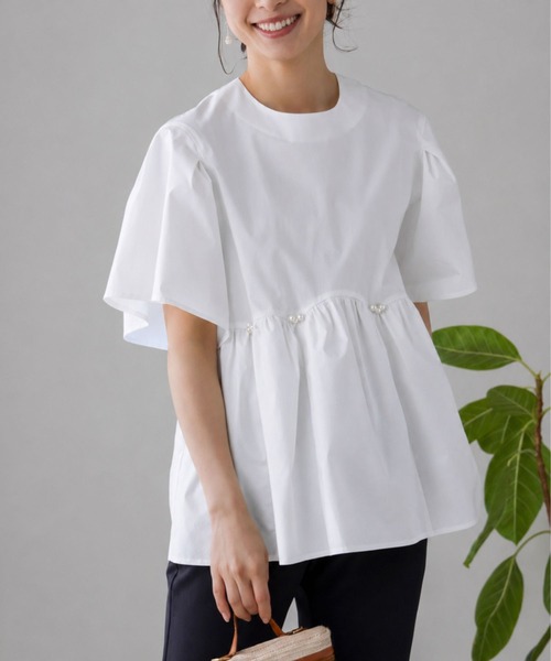 Sono(ソーノ)の「【5/8新色追加】ご自宅でお洗濯可能/花粉ガード/抗菌防臭/日本製【SONO/ソーノ】アンブレラフレアブラウス(シャツ/ブラウス・レディース・ホワイト/ネイビー/ライトイエロー/ブラック/ライトグリーン系・F)」の22枚目の写真