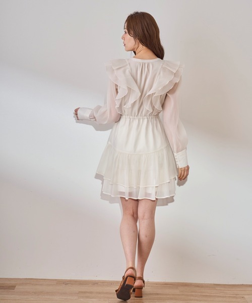 31 Sons de mode フリルティアードミニワンピース アイボリー 白 31 Sons de mode フリルティアードミニワンピース アイボリー 白