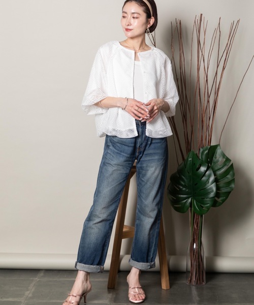 lodie(ロディ)の「バルーンシルエット メッシュシャツブルソン(シャツ/ブラウス・レディース・オフホワイト/ブラック・FREE)」の13枚目の写真