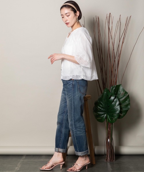 lodie(ロディ)の「バルーンシルエット メッシュシャツブルソン(シャツ/ブラウス・レディース・オフホワイト/ブラック・FREE)」の12枚目の写真