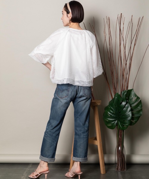 lodie(ロディ)の「バルーンシルエット メッシュシャツブルソン(シャツ/ブラウス・レディース・オフホワイト/ブラック・FREE)」の11枚目の写真