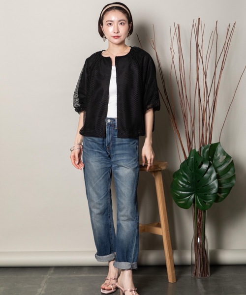lodie(ロディ)の「バルーンシルエット メッシュシャツブルソン(シャツ/ブラウス・レディース・オフホワイト/ブラック・FREE)」の4枚目の写真