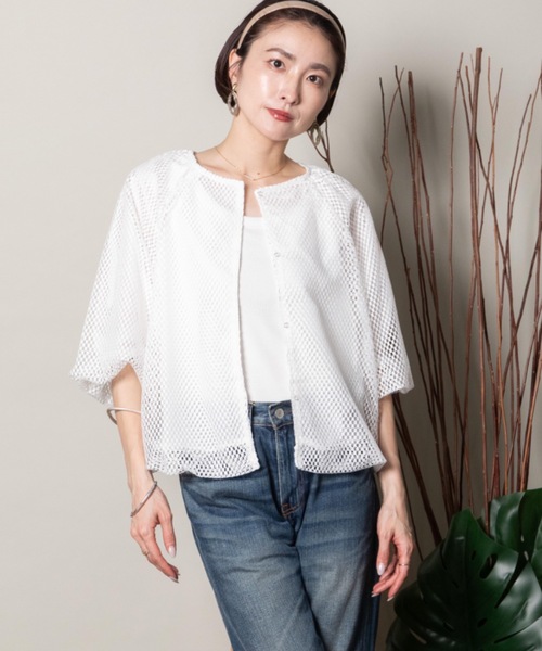 lodie(ロディ)の「バルーンシルエット メッシュシャツブルソン(シャツ/ブラウス・レディース・オフホワイト/ブラック・FREE)」の14枚目の写真
