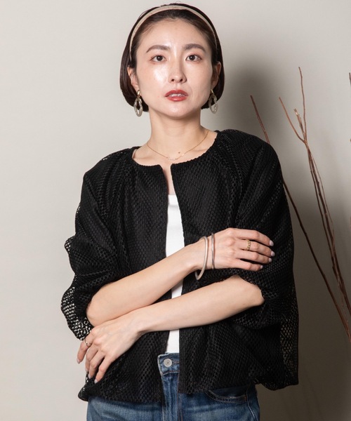 lodie(ロディ)の「バルーンシルエット メッシュシャツブルソン(シャツ/ブラウス・レディース・オフホワイト/ブラック・FREE)」の8枚目の写真