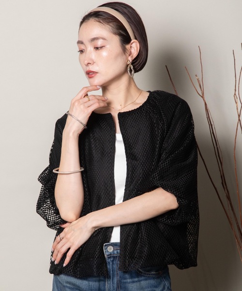 lodie(ロディ)の「バルーンシルエット メッシュシャツブルソン(シャツ/ブラウス・レディース・オフホワイト/ブラック・FREE)」の7枚目の写真