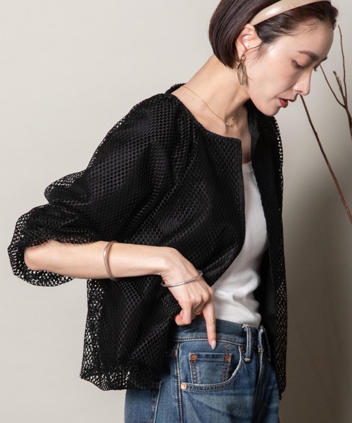 lodie(ロディ)の「バルーンシルエット メッシュシャツブルソン(シャツ/ブラウス・レディース・オフホワイト/ブラック・FREE)」の6枚目の写真