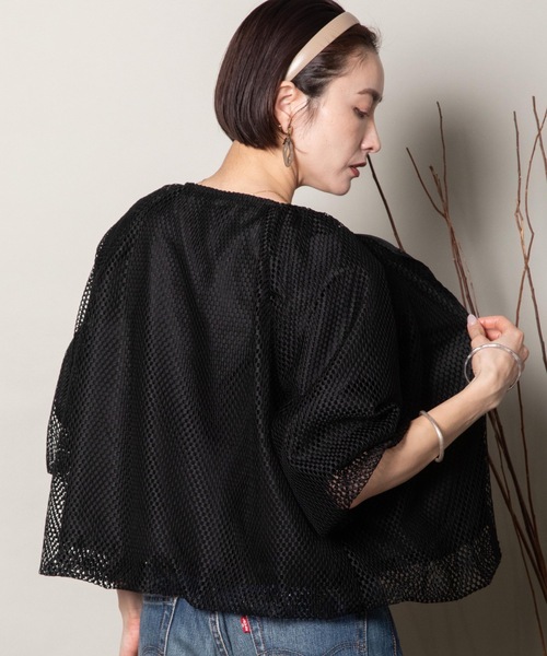 lodie(ロディ)の「バルーンシルエット メッシュシャツブルソン(シャツ/ブラウス・レディース・オフホワイト/ブラック・FREE)」の5枚目の写真