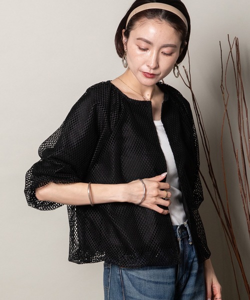 lodie(ロディ)の「バルーンシルエット メッシュシャツブルソン(シャツ/ブラウス・レディース・オフホワイト/ブラック・FREE)」の10枚目の写真