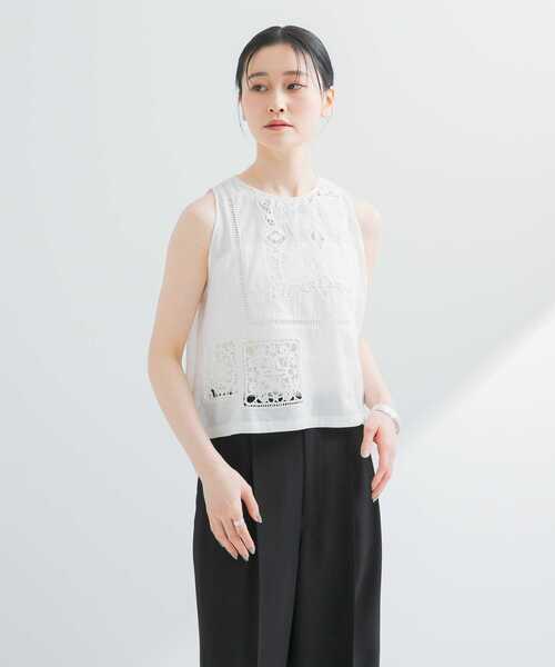 URBAN RESEARCH(アーバンリサーチ)の「パッチワークレーストップス(ベスト・レディース・オフホワイト/ブラック・FREE)」の14枚目の写真