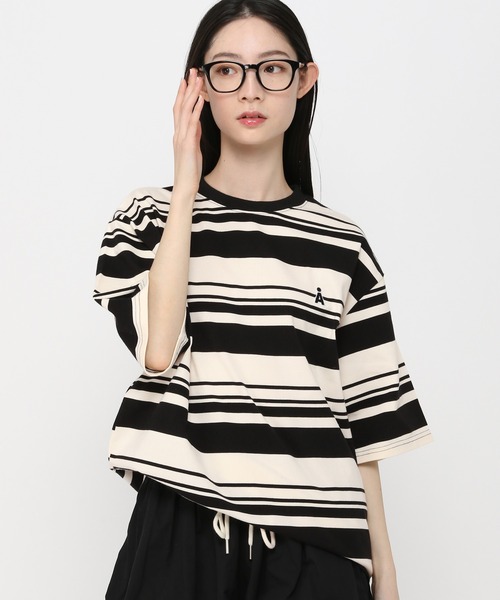 ALAND（エーランド）の「【UNISEX】ALAND／AロゴボーダーT（Tシャツ/カットソー・レディース・ネイビー/ホワイト/ブルー・MEDIUM/LARGE）」の2枚目の写真