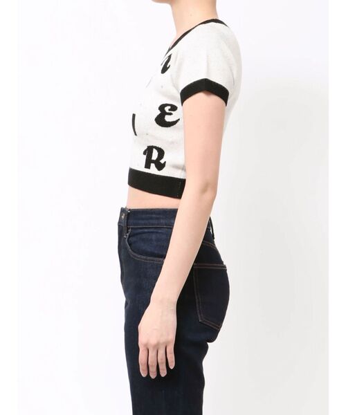 EVRIS（エヴリス）の「ジャガードハーフスリーブニットトップス（ニット/セーター・レディース・ブルー/ブラック/ホワイト・FREE）」の4枚目の写真