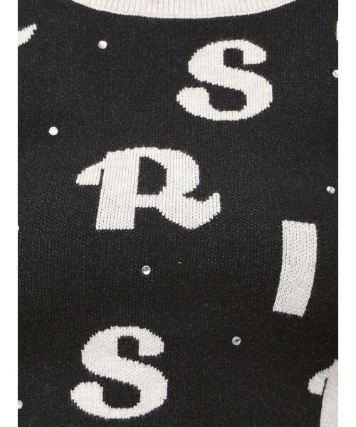 EVRIS（エヴリス）の「ジャガードハーフスリーブニットトップス（ニット/セーター・レディース・ブルー/ブラック/ホワイト・FREE）」の11枚目の写真