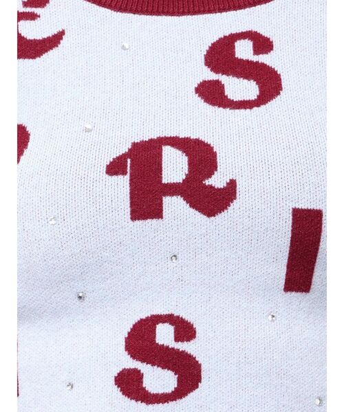 EVRIS（エヴリス）の「ジャガードハーフスリーブニットトップス（ニット/セーター・レディース・ブルー/ブラック/ホワイト・FREE）」の12枚目の写真