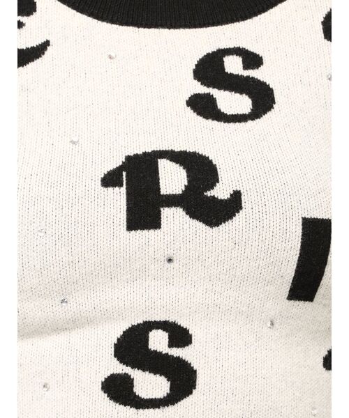 EVRIS（エヴリス）の「ジャガードハーフスリーブニットトップス（ニット/セーター・レディース・ブルー/ブラック/ホワイト・FREE）」の13枚目の写真