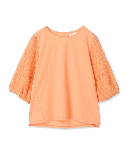 A/C DESIGN BY ALPHA CUBIC（エーシーデザインバイアルファキュービック）の「【接触冷感・UVカット】カットジャガード切替えプルオーバー（Tシャツ/カットソー・レディース・オレンジ/オフホワイト/ブラック・M/L）」の20枚目の写真