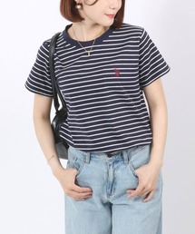 U.S. POLO ASSN.（ユーエスポロアッスン）の「U.S.POLO ASSN. （ユーエスポロアッスン）ブランドロゴワンポイント刺繍 無地・ボーダー柄Tシャツ レディース（Tシャツ/カットソー）」