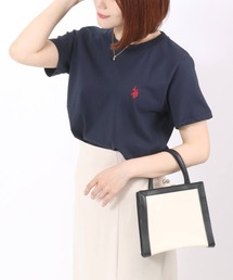 U.S.POLO ASSN.(ユーエスポロアッスン)ブランドロゴワンポイント刺繍 無地・ボーダー柄Tシャツ レディース