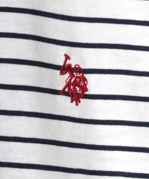 U.S. POLO ASSN.(ユーエスポロアッスン)の「U.S.POLO ASSN.(ユーエスポロアッスン)ブランドロゴワンポイント刺繍 無地・ボーダー柄Tシャツ レディース(Tシャツ/カットソー・レディース・ピンク/ブルー系その他/ピンク系その他/オフホワイト/グリーン系その他/ネイビー/ホワイト系その他/ライム・L/M)」の9枚目の写真