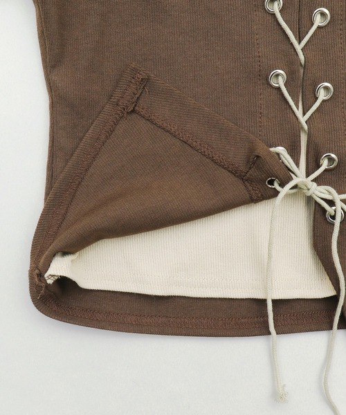 dispark（ディスパーク）の「DISPARK/フロントレースアップレイヤードT（Tシャツ/カットソー・レディース・ブラウン/ホワイト/ブラック・FREE）」の20枚目の写真