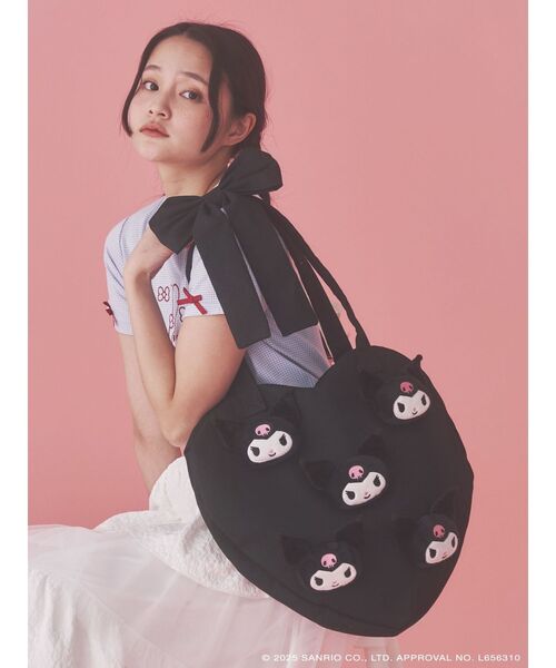 merry jenny(メリージェニー)の「【メロクロコラボ】KUROMI heart tote bag(トートバッグ・レディース・ブラック・FREE)」の17枚目の写真