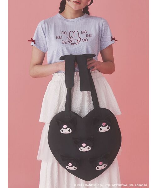 merry jenny(メリージェニー)の「【メロクロコラボ】KUROMI heart tote bag(トートバッグ・レディース・ブラック・FREE)」の14枚目の写真