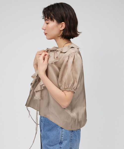 PROVOKE （プロヴォーク）の「【provoke】ラッフルブラウス（シャツ/ブラウス・レディース・ブラック/ベージュ・フリー）」の6枚目の写真
