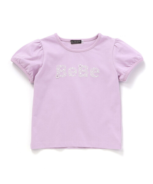 BeBe（ベベ）の「【WEB限定】発泡プリントお花ロゴ天竺半袖Tシャツ(100~140cm)（Tシャツ/カットソー・キッズ・ネイビー/パープル・110cm/120cm/130cm/140cm/100cm）」の2枚目の写真